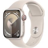 Apple Watch Series 9 GPS + Cellular 41mm Starlight Aluminium Case met Starlight Sport Band - M/L