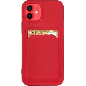 Hurtel Card Case siliconen etui portemonnee met zakje na kaartenę dokumenty voor Samsung Galaxy S21 Ultra 5G rood