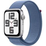 Apple Watch SE GPS 44mm zilver Aluminium Case met Winter blauw Sport Loop