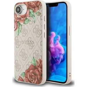 GUESS Etui 4G bloemen Print MagSafe voor iPhone 16e roze