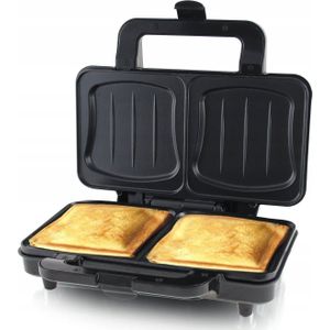 Emerio Sandwich Toaster 2 Slice Toaster XXL Schelpvorm - Broodrooster - Zilver - Zwart