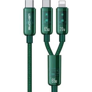Wekome WEKOME WDC-194 Vanguard Series - Kabel verbinding 2 in 1 USB-C voor USB-C + Lightning Super Fast Charging 65W 1 m (groen)