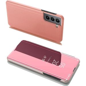 Hurtel Clear View Case tas etui met klapką Samsung Galaxy S22+ (S22 Plus) roze