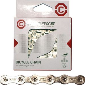 Clarks Cycle chain YBN C11 SHIMANO CAMPAGNOLO SRAM (11 Gears, CP 1/2 inchx11/128) inch, 116 cells, 5.6mm, chain clip) zilver standaard