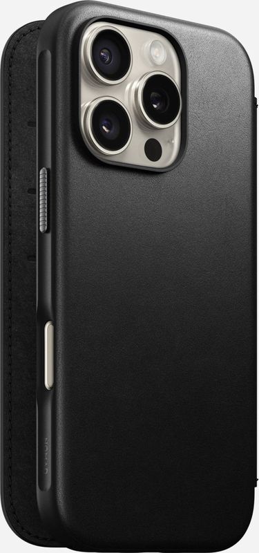 Nomad Folio Modern Leather zwart | iPhone 16 Pro