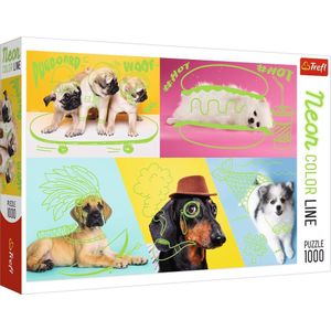 Trefl puzzel 1000 elements Neon kleur Line - Cool dogs