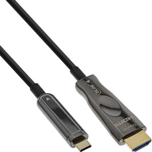 InLine 64220A video kabel adapter 20 m USB Type-C HDMI Zwart
