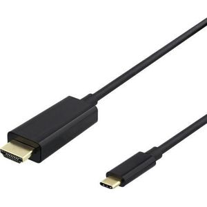 Deltaco Kabel USB-C - HDMI cable 4K UHD, auksinis plated, 1m, juodas / USBC-HDMI1010-K / R00140019