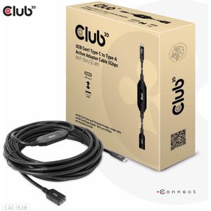 Club 3D USB Gen1 Type-C to Type-A Active Adapter Cable 5Gbps M/F 10m/32.8ft