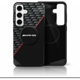 Mercedes AMG Double Layer Rhombs MagSafe Case voor Samsung Galaxy S25 zwart/rood