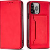 Hurtel Magnet Card Case etui Samsung Galaxy S23 hoes met klapką portemonnee standaard rood