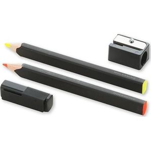 Moleskine serie 2 ołówków/zakreślaczy wykonany met drzewa lipowego met temperówką, oranje/geel