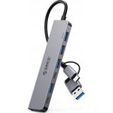 Orico HUB 7-portowy input 2 in 1: USB-A/USB-C / output: 4x USB-A 2.0 + 1x USB-A 3.0 + 2x USB-C 2.0 przewód 0,17M - grijs