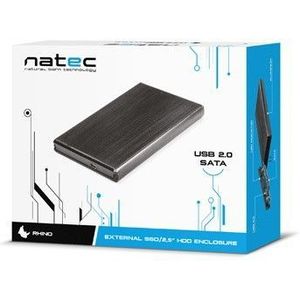 Natec HDD/SSD enclosure Rhino voor 2.5'' SATA - USB2, Aluminum