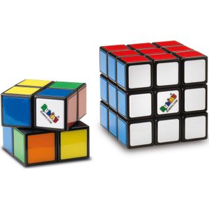 Spin Master Rubik’s Cube, duoverpakking met de originele, klassieke kleurenzoekpuzzel van 3x3 en een mini van 2x2, voor kinderen en volwassenen vanaf 8 jaar