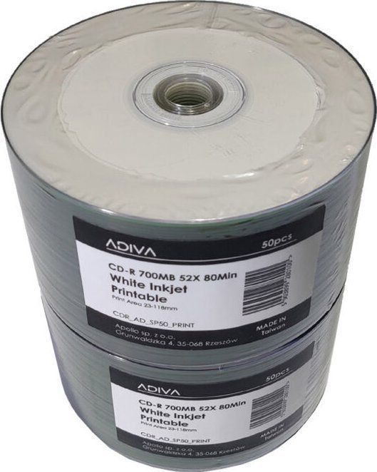 Adiva CD-R | 700MB | x52 | szpindel 50 stuks| 80min | wit Inkjet Printable