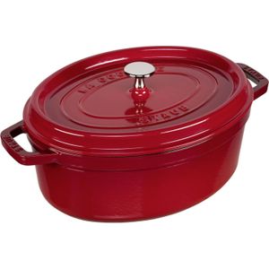 Staub Gusseisen Bräter/Cocotte, Oval 29 cm, 4,25 L, Kirschrot - Duurzaam en Vaatwasmachinebestendig