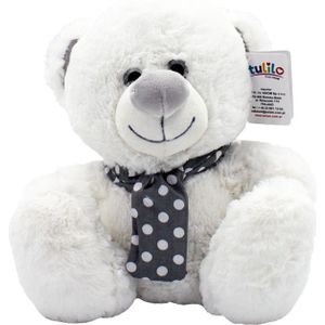 TULILO Plush speelgoed zilver collectie - Teddy bear wit 25 cm