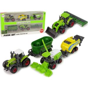 LEANToys serie 6 voertuigen agrarisch tractor maaidorsmachine metaal stukjes