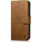 iCarer Oil Wax Wallet Case 2in1 etui iPhone 14 Pro leer hoes met klapką Anti-RFID bruin (WMI14220722-TN)