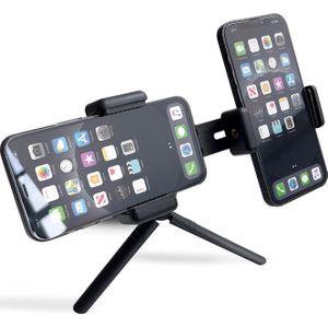 Hurtel dubbel verstelbaar houder na smartfony met tripodem zwart (E-type live dual camera)