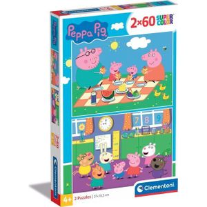Clementoni Peppa Pig Supercolor 2 x 60 Legpuzzel 60 stuk(s) Stripfiguren