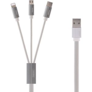 REMAX Kabel USB USB-A - USB-C + microUSB + Lightning 1 m wit (1573-74475_20190322103451)