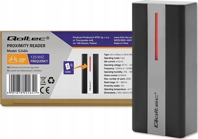 Qoltec Proximity RFID card en key fob reader,EM,Mifar