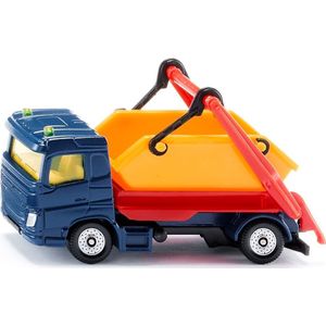 Siku vrachtwagen met kiepbak speelgoedvrachtwagen veelkleurig met metallic lak in Sequin Blue beweegbare kraanarmen bak met kiepinstallatie trekhaak