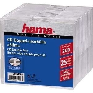 Hama 00051168 CD-doosje Slimline doosje 2 schijven Transparant
