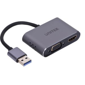 UNITEK ADAPTER USB-A - HDMI & VGA, FULL HD, M/V