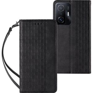 Hurtel Magnet Strap Case etui voor Samsung Galaxy A12 5G hoes portemonnee + mini riem hanger zwart