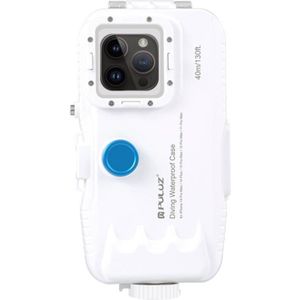 Puluz Plastic waterproof phone case voor iPhone 14 Plus/Pro Max/13 Pro Max/12 Pro Max/11 Pro Max (wit)
