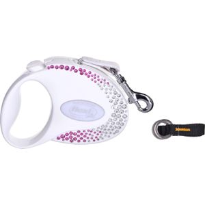 flexi Glam Composition met Swarovski crystals S - Geel Hond Intrekbare riem - 3 m - wit