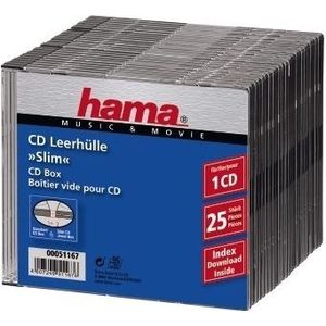 Hama CD Slim Box, black, pack of 25 pcs 1 schijven Zwart
