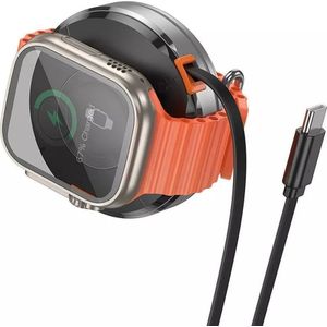 Hoco oplader inductie met Chowanym Kablem type C Kompatybilna met MagSafe en Apple Watch 15W CQ18 zilver