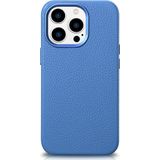 iCarer Litchi Premium Leather Case skórzane etui iPhone 14 Pro magnetisch met MagSafe lichtblauw (WMI14220710-LB)