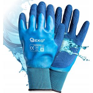 Geko handschoenen werk wodoodporne r. 9 /poliester – lateks/ (12/120)