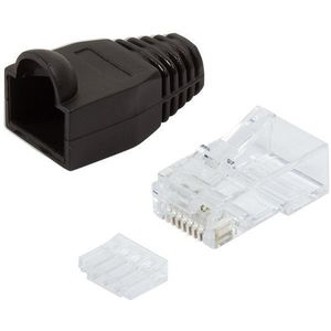 RJ45 krimp connectoren (UTP) voor CAT6 netwerkkabel (flexibel) - 100 stuks (incl. huls) / zwart