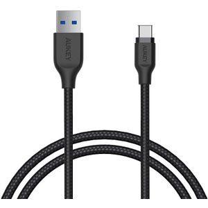 AUKEY CB-AC1 zwart nylon quick cable Quick Charge | FCP | AFC | USB C-USB 3.1 | 1.2m | 5 Gbps