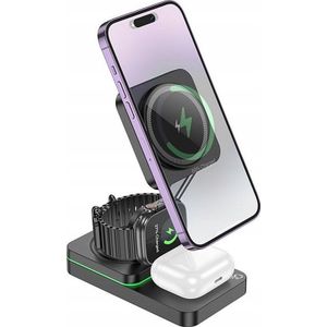 Hoco oplader lader inductie 3 in 1 kompatybilna met MagSafe 15W CQ10 zwart