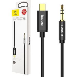 Baseus USB C naar 3.5mm Jack Uitgang (male) Kabel 1.2 Meter Zwart