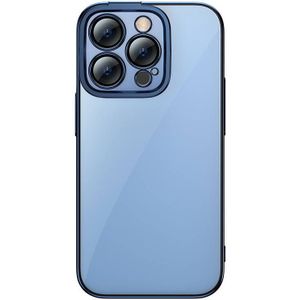 Baseus Glitter Transparent Case en Tempered Glass set voor iPhone 14 Pro (blauw)