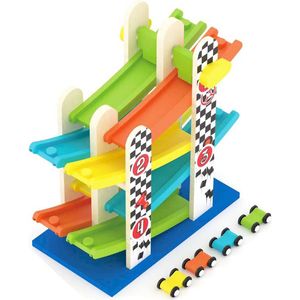 Smily Play auto track Wooden double slide met cars