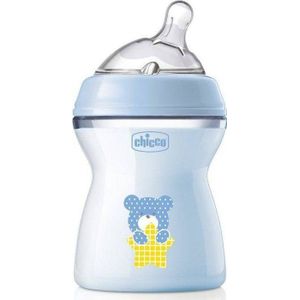 Chicco CHICCO_NaturalFeeling fles plastic 250ml van smoczkiem silikonowym przepływ gemiddeld 2m+ blauw