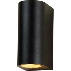 LED Wandlamp Buiten - Cilinder met 2 X GU10 Fitting - Sapri - IP44 - Zwart