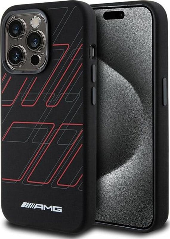 Mercedes AMG AMHMP15L23SSPK iPhone 15 Pro 6.1 inch zwart/zwart hardcase Silicone Large Rhombuses patroon MagSafe