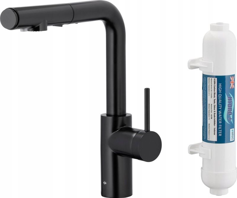 KFA keukenkraan keukenkraan met filtracją water en wyciąganą wylewką Duero Pure Basic, zwart + filter Hydro 6623-112-81
