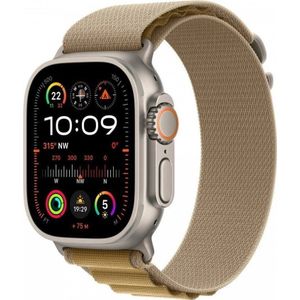 Apple Watch Ultra 2 GPS + Cellular 49 mm Natural Titanium Case met Tan Alpine Loop - Large