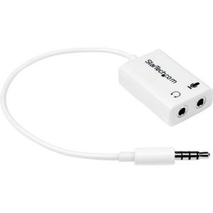 StarTech Witte headsetadapter voor headsets met aparte koptelefoon-/microfoonstekkers 3,5 mm 4-positie naar 2x 3-positie 3,5 mm M/F